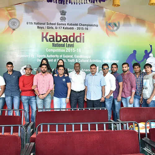 A kabaddi team at a centenary sports event