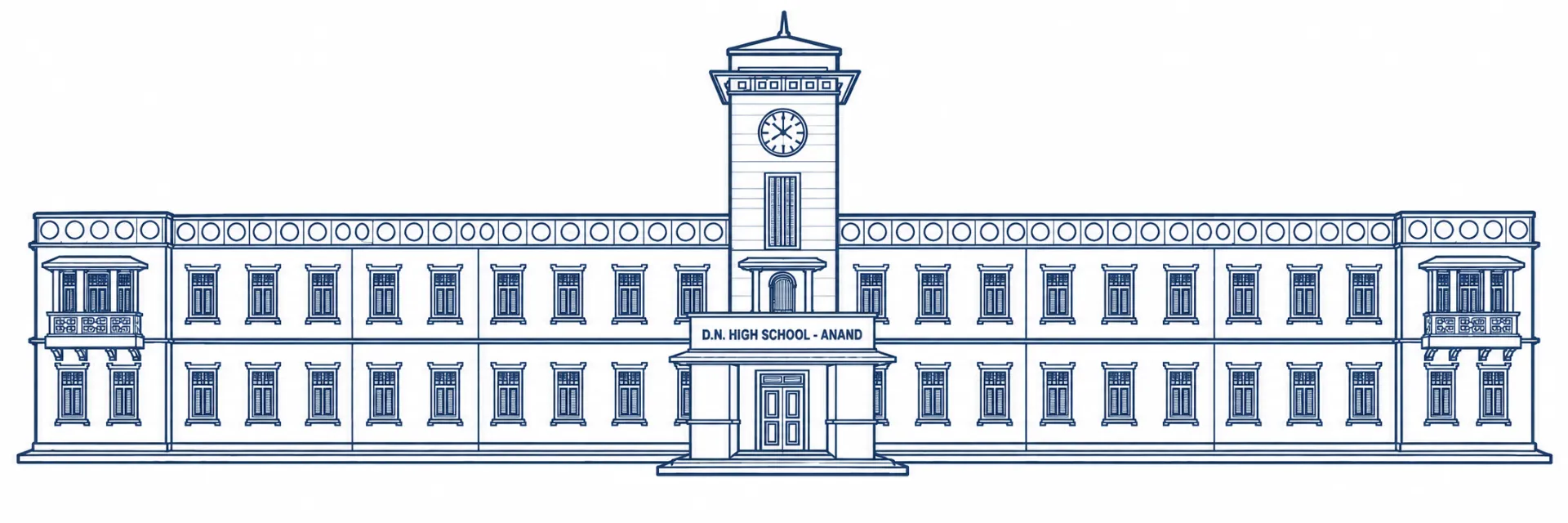 Line drawing of D.N. High School, Anand